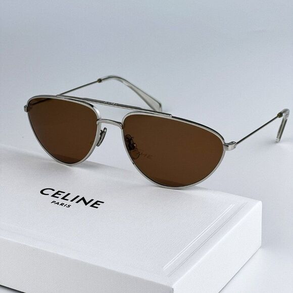 NEW Celine CL40077U 16J Palladium Roviex Pilot Unisex Sunglasses CL 40077U - Picture 2 of 12